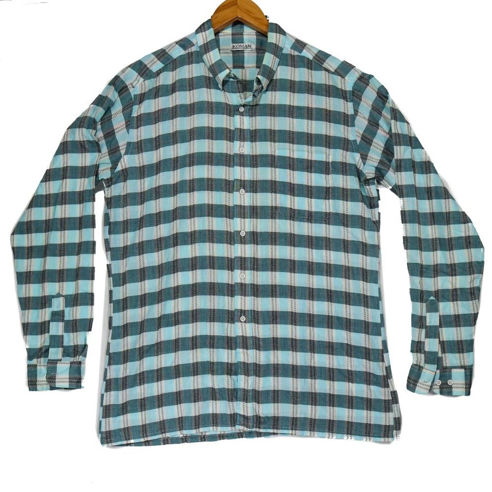 Koman Men's Blue Button Down Shirt - Size Large